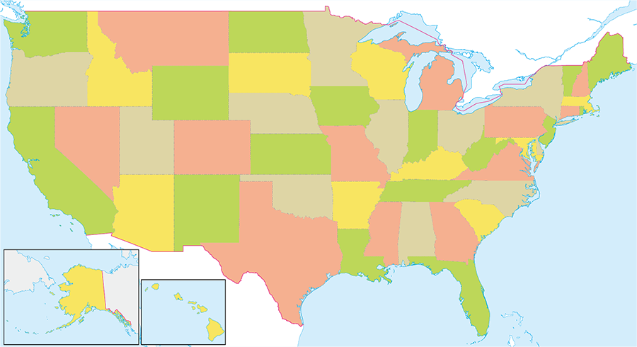 アメリカ合衆国州別地図