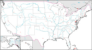 アメリカ合衆国白地図(州境あり/州都あり)の画像