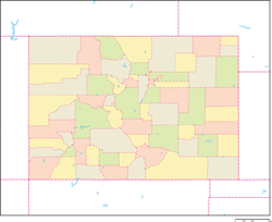 コロラド州郡色分け地図