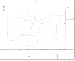 コロラド州郡分け白地図
