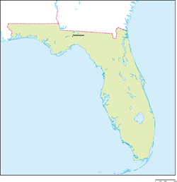 フロリダ州地図州都あり(英語)