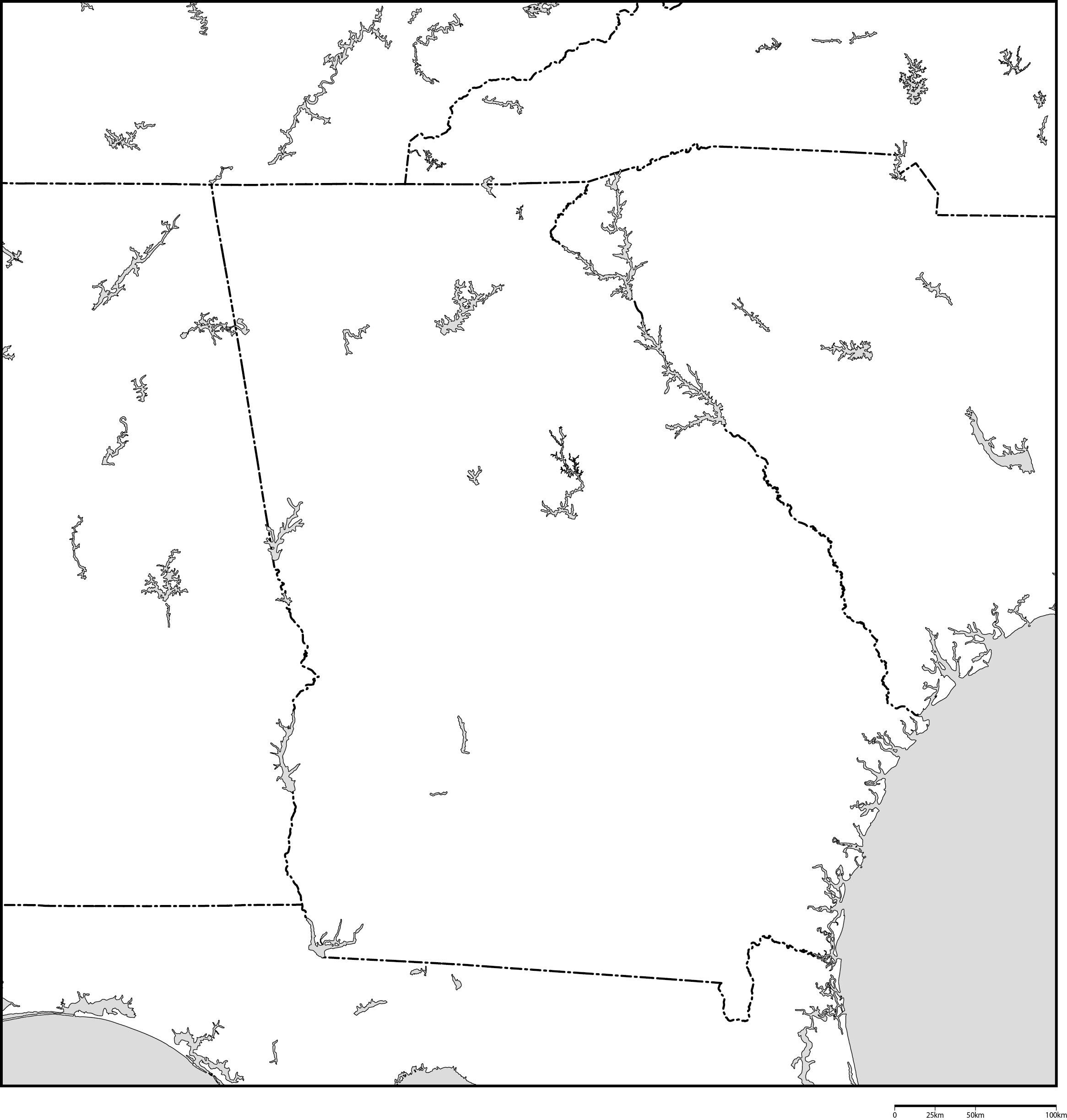 ジョージア州白地図フリーデータの画像