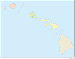 ハワイ州郡色分け地図