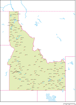 アイダホ州地図州都・主な都市あり(英語)