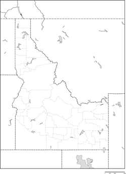 アイダホ州郡分け白地図