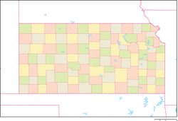 カンザス州郡色分け地図