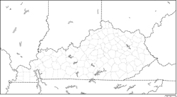 ケンタッキー州郡分け白地図