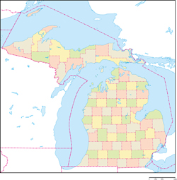 ミシガン州郡色分け地図