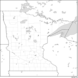 ミネソタ州郡分け白地図
