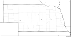 ネブラスカ州郡分け白地図