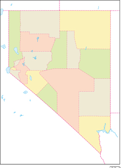 ネバダ州郡色分け地図