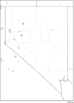 ネバダ州郡分け白地図