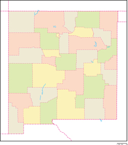ニューメキシコ州郡色分け地図