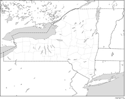 ニューヨーク州郡分け白地図