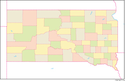 サウスダコタ州郡色分け地図