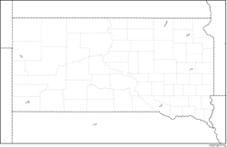 サウスダコタ州郡分け白地図