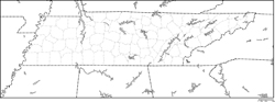 テネシー州郡分け白地図