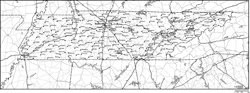 テネシー州郡分け白地図州都・主な都市・道路あり(英語)