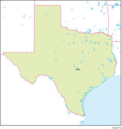 テキサス州地図州都あり(英語)