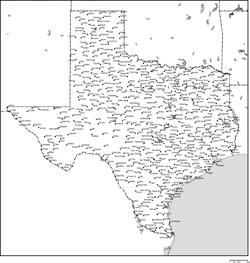 テキサス州白地図州都・主な都市あり(英語)