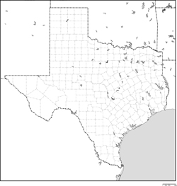 テキサス州郡分け白地図