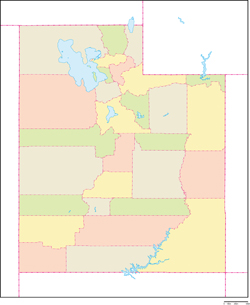ユタ州郡色分け地図