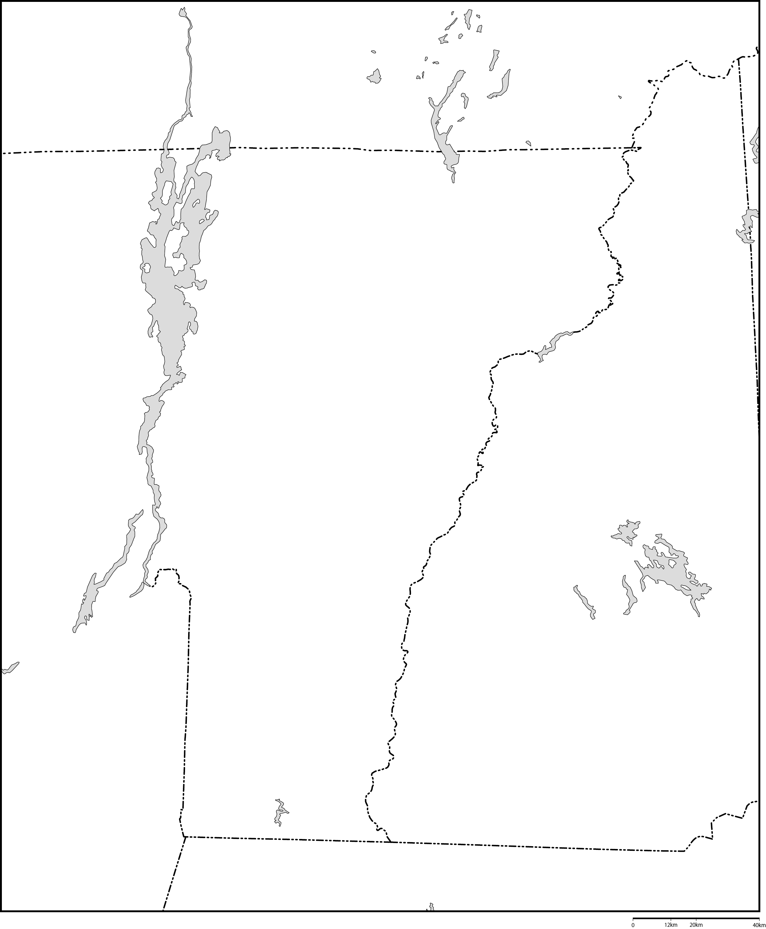 バーモント州白地図フリーデータの画像