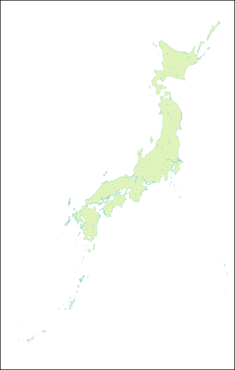 日本地図(県境なし)のフリー画像