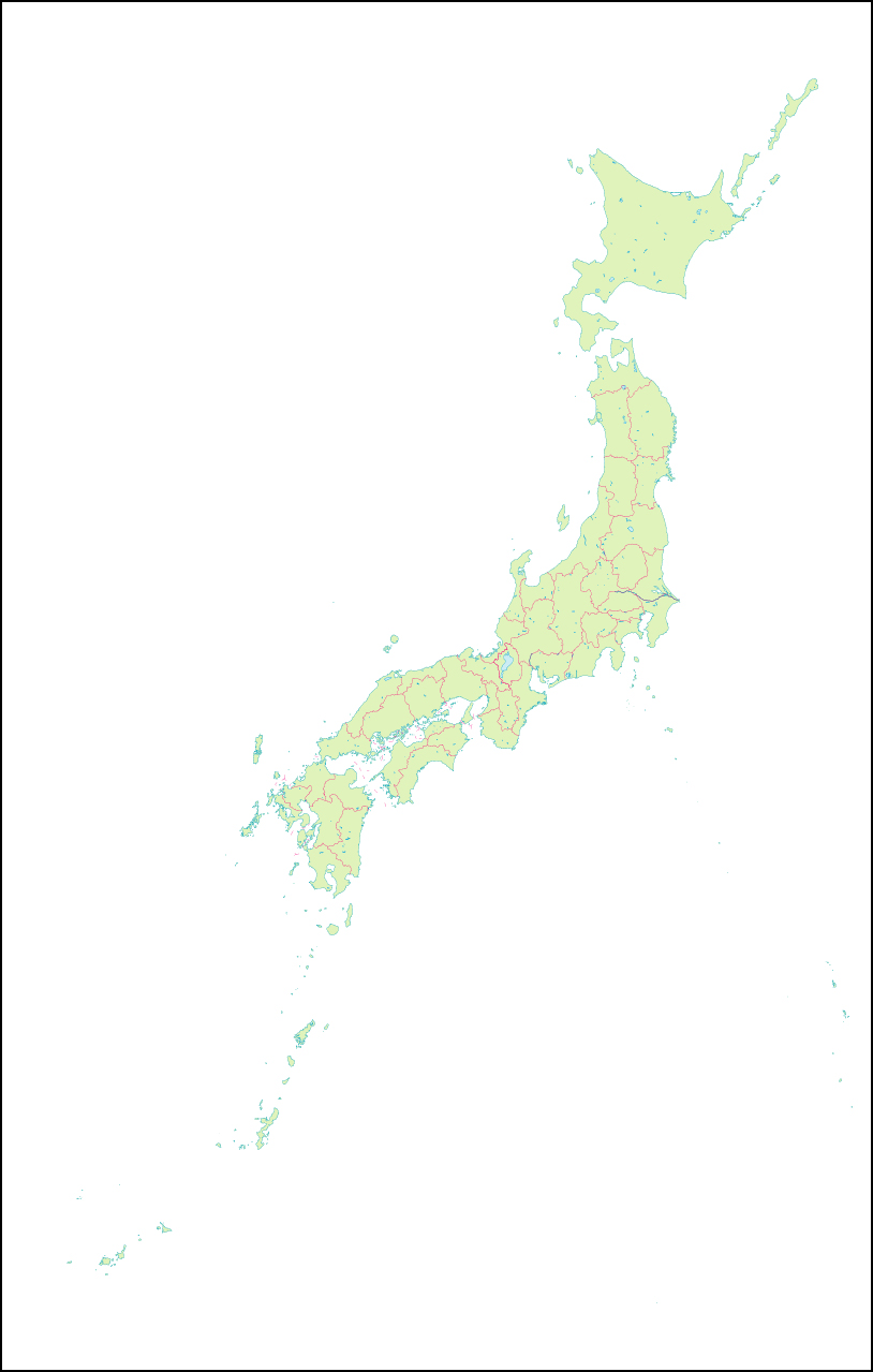 日本地図(県境あり)のフリー画像