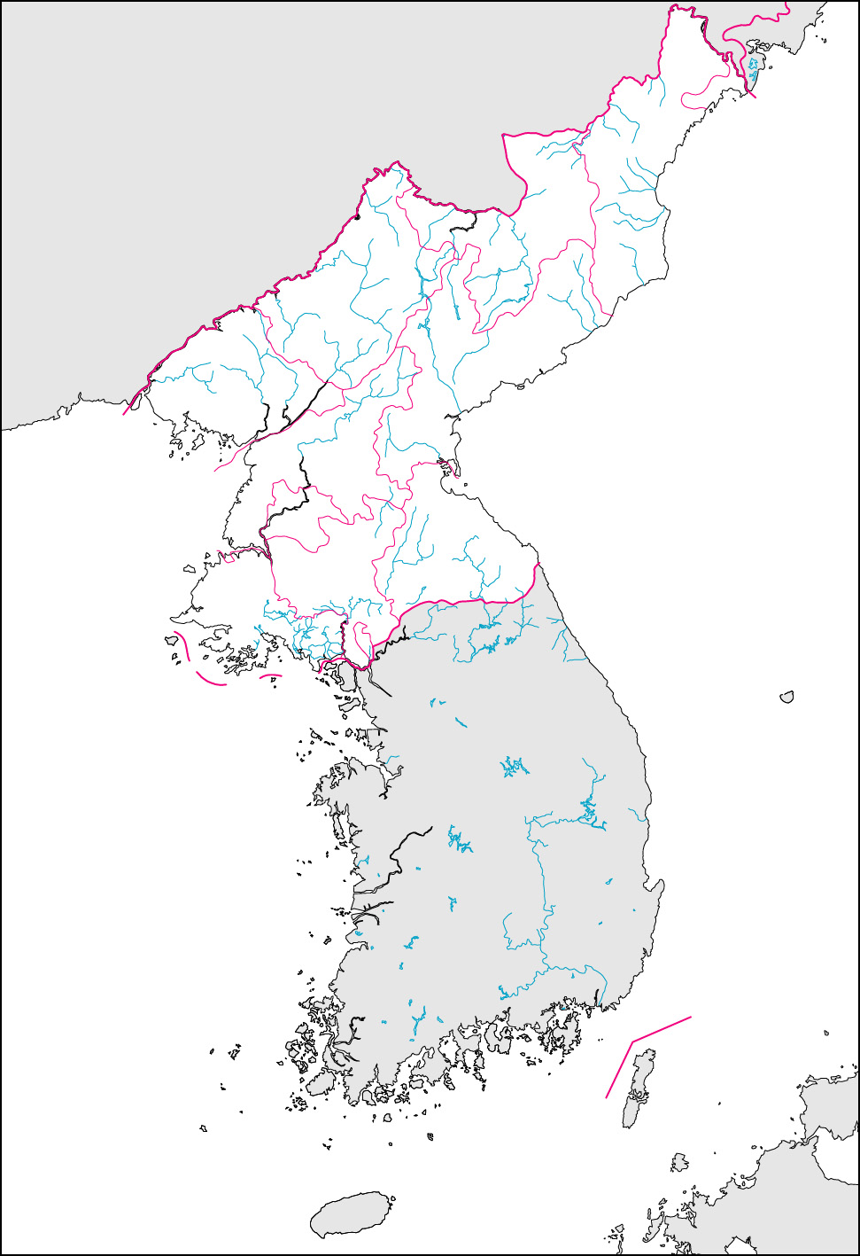 北朝鮮白地図(行政区分記載)の画像