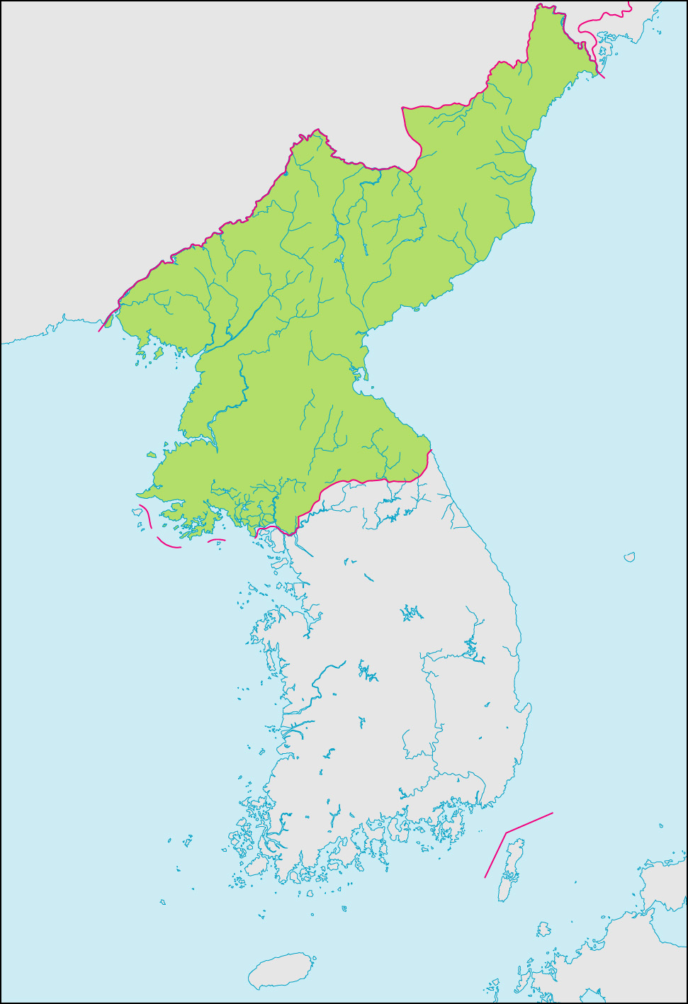 北朝鮮地図(国境記載)の画像