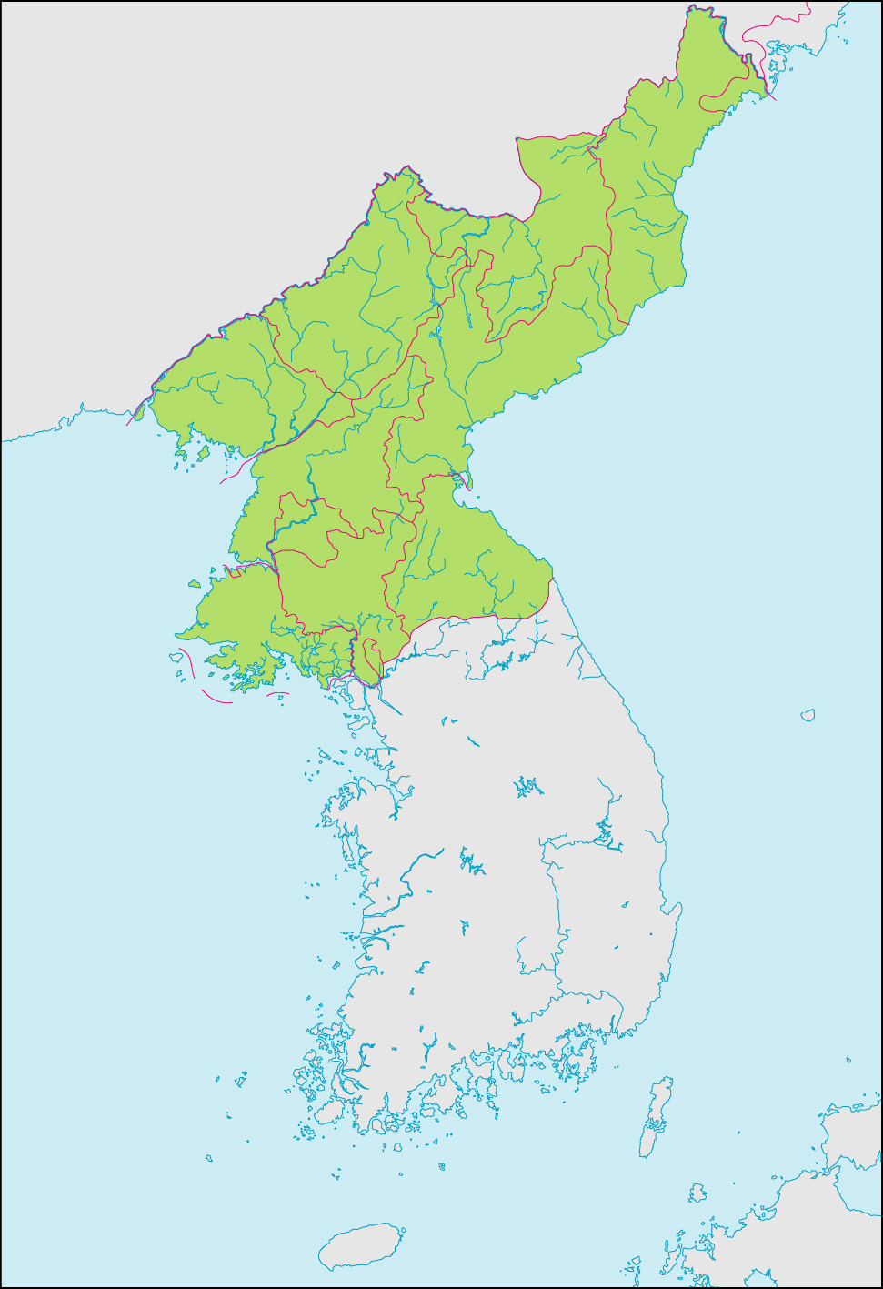 北朝鮮地図(行政区分記載)の画像