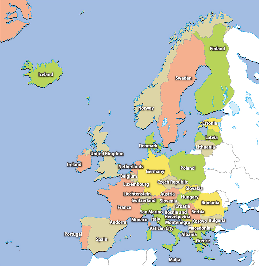 ヨーロッパ地域の地図