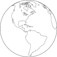 正射図法白地図(アメリカ中心)の小さい画像