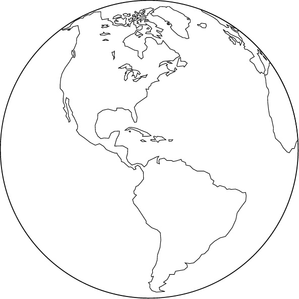 Orthographic projection blank map (America center) image
