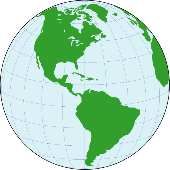 Orthographic projection map (America center) image