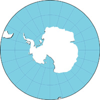 正射図法影付地図(南極中心)の小さい画像