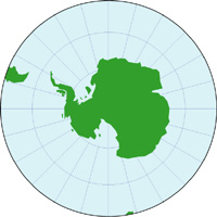 正射図法地図(南極中心)の小さい画像