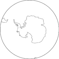 正射図法白地図(南極中心)の小さい画像