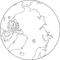 正射図法白地図(北極中心)の小さい画像