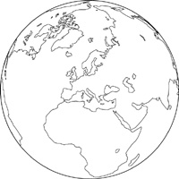 正射図法白地図(ヨーロッパ中心)の小さい画像