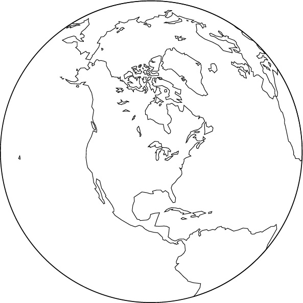 Orthographic projection blank map (North America center) image