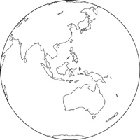 正射図法白地図(東南アジア中心)の小さい画像