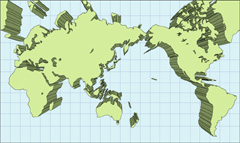 ミラー図法地図(立体化)の小さい画像