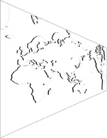 ミラー図法白地図(影付左斜め)の小さい画像