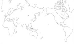 ミラー図法白地図(陸地単純化角丸)の小さい画像