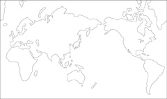 ミラー図法白地図(さらに陸地単純化角丸)の小さい画像
