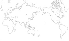 ミラー図法白地図(陸地単純化)の小さい画像