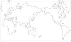 ミラー図法白地図(さらに陸地単純化)の小さい画像