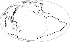 モルワイデ図法白地図(影付右斜め)の小さい画像